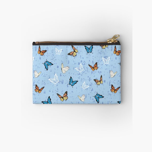 Item preview, Pastel Textured Blue with Blue and Orange Butterflies Pattern designed and sold by CJAura by Claire Jane Johnson.
