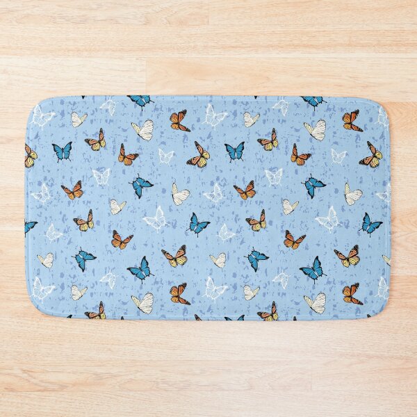 Item preview, Pastel Textured Blue with Blue and Orange Butterflies Pattern designed and sold by CJAura by Claire Jane Johnson.