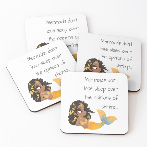 Item preview, Mermatude Black Mermaid with saying Mermaids don't lose sleep over the opinions of shrimp designed and sold by Mermatude.