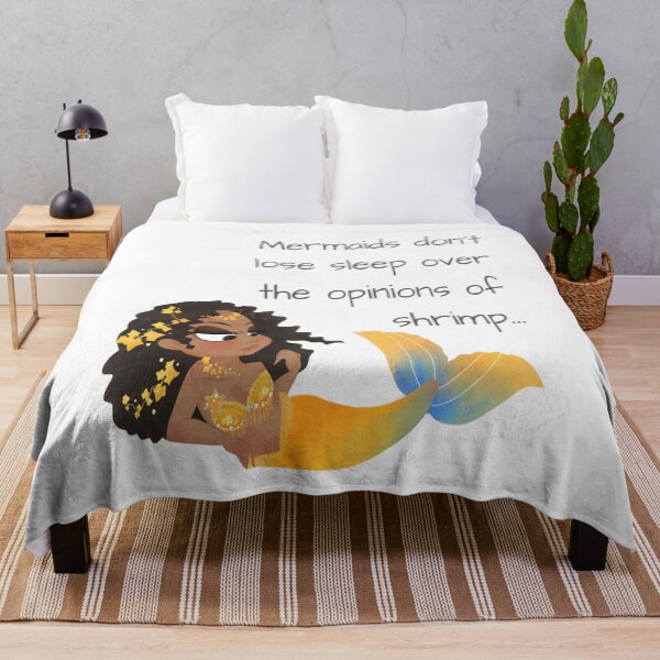 Item preview, Mermatude Black Mermaid with saying Mermaids don't lose sleep over the opinions of shrimp designed and sold by Mermatude.