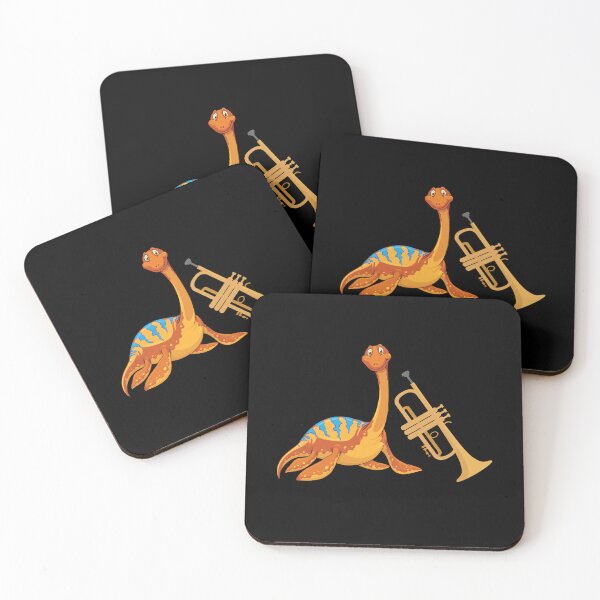 Artikelvorschau, Dinosaurier, der Trompete spielt, lustige gute Dinosaurier-Trompeten-Liebhaber, niedliches orangefarbenes Design entworfen und verkauft von pedrored369.