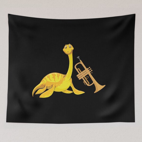 Item preview, Dinosaur Playing Trumpet ,Funny Good Dinosaur Trumpet Lovers Yellow Cute Dinosaur Art designed and sold by pedrored369.