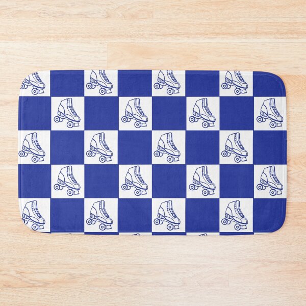 Item preview, blue  checkerboard pattern with rollerskates designed and sold by MGuyerArt.