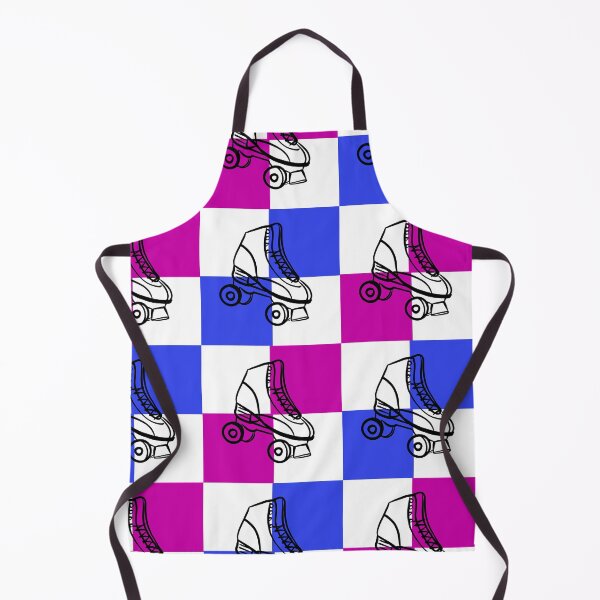 Item preview, blue and raspberry checkerboard pattern with rollerskates designed and sold by MGuyerArt.