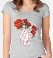 drawing Human heart with flowers Women's Fitted Scoop T-Shirt