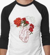 drawing Human heart with flowers Men's Baseball ¾ T-Shirt