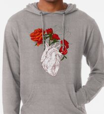 Zeichnen Menschliches Herz mit Blumen Leichter Hoodie