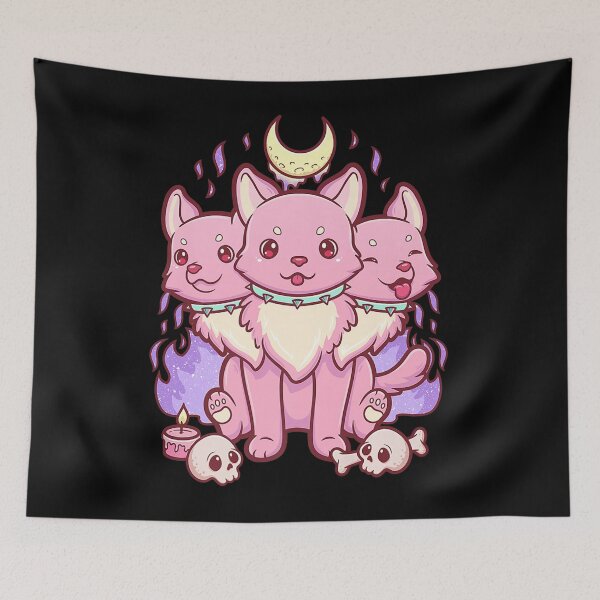 Item preview, Kawaii Pastel Goth Cute Creepy 3 Headed Dog designed and sold by JeremyxLee.