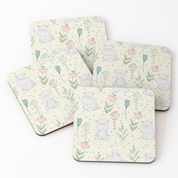 Item preview, Cute Hippo Floral Dots  designed and sold by SweetThreads79.