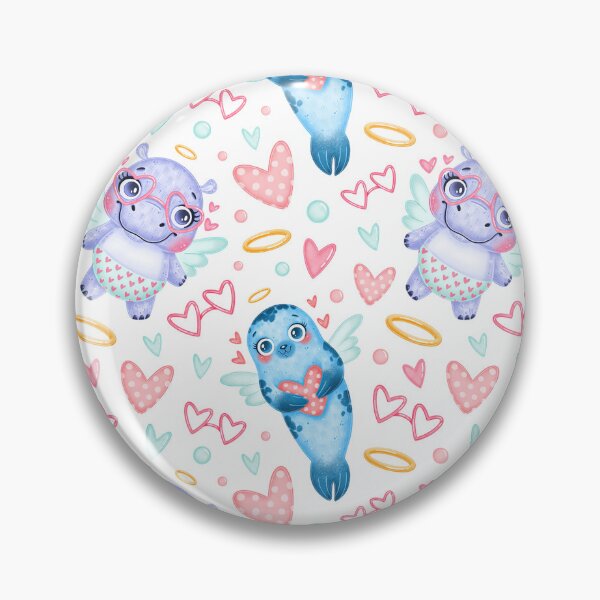 Item preview, Cute Hippo Seal Angels Acuarela designed and sold by SweetThreads79.