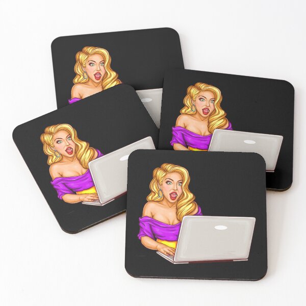 Item preview, Pop Art Laptop mujer con cuaderno designed and sold by RowantNairt.