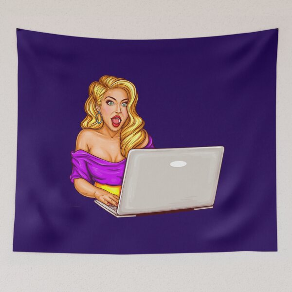Item preview, Pop Art Laptop mujer con cuaderno designed and sold by RowantNairt.