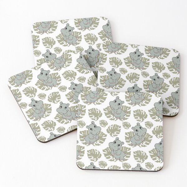 Item preview, Cute Hippo With Palm Leaves designed and sold by SweetThreads79.