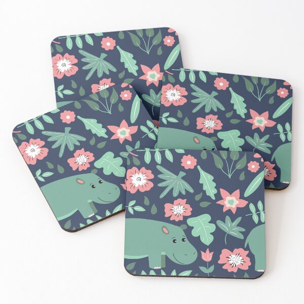 Item preview, Green Hippo Floral Pattern  designed and sold by SweetThreads79.