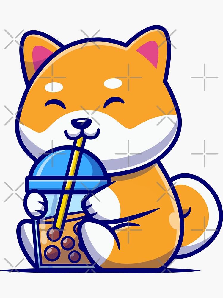 Sticker Shiba Inu Boba Tea Bubble Tea Kawaii Anime Japonais Neko Girl