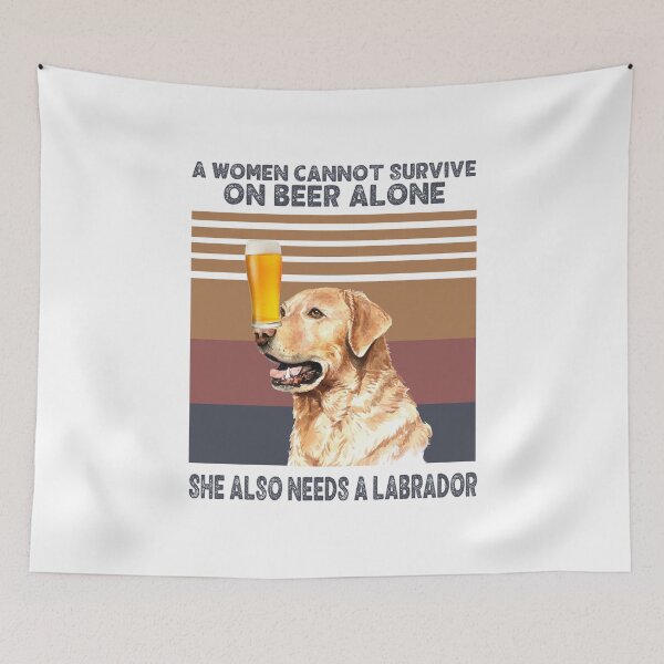 Item preview, A Woman Cannot Survive On Beer Alone She Also Needs A Dog Labrador Retriever, Labrador Retro, Drink Beer with Dog Tshirts, Labrador Retriever, Retro Vintage Sunset, Dog Lover Gifts, Beer Lover Gifts designed and sold by FreDricKawillia.