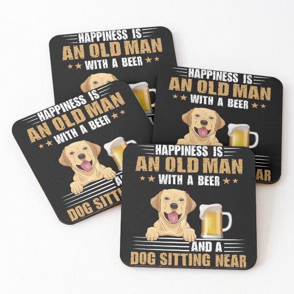 Item preview, Happiness Is An Old Man With A Beer And A Dog Sitting Near, Gifts for Dog Lovers, Beer Lovers, Labrador Retro, Drink Beer with Dog, Labrador Retriever, Retro Vintage Sunset, Happy Father Day designed and sold by FreDricKawillia.