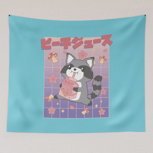 Item preview, Kawaii Raccoon Drinking Peach Juice designed and sold by MrEddie10.
