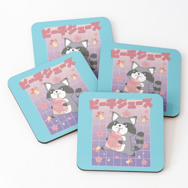 Item preview, Kawaii Raccoon Drinking Peach Juice designed and sold by MrEddie10.