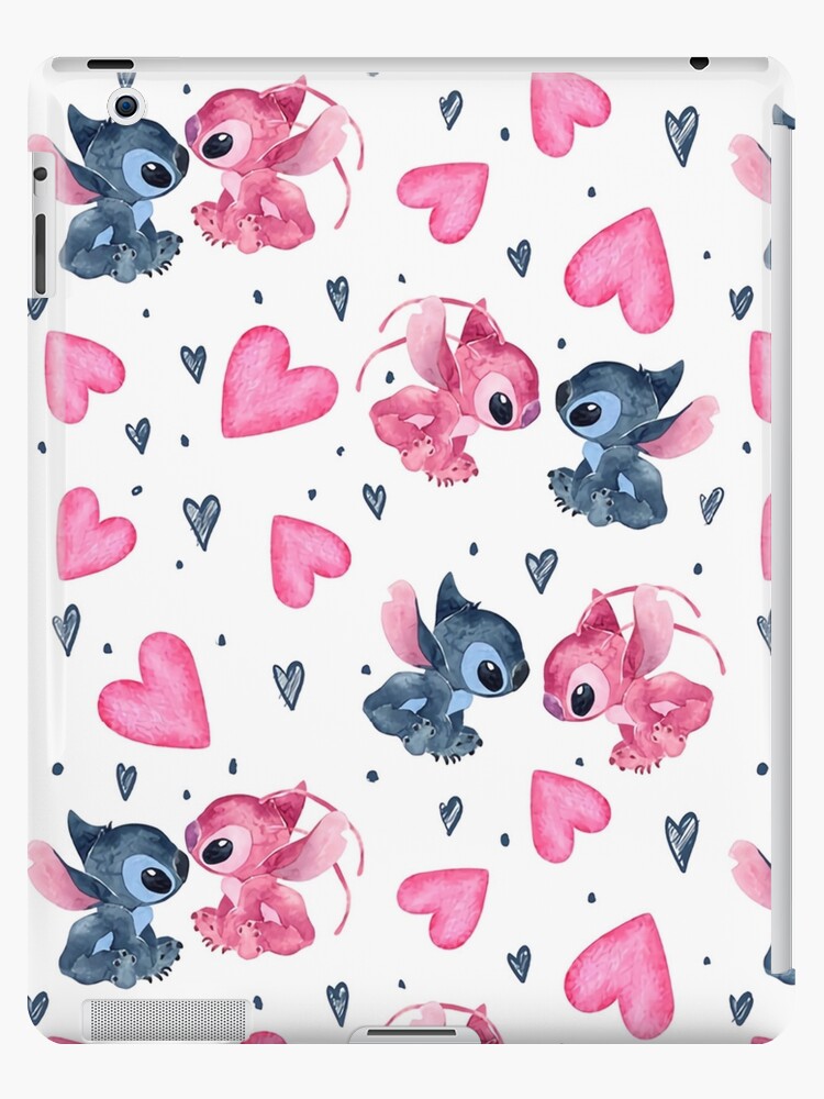 Lilo and Stitch digital paper, Angel, Watercolor, Heart, Love, Background  iPad Case & Skin for Sale by rickmadala