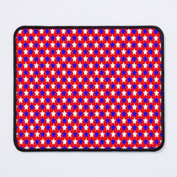 Item preview, Red background with a bunch of tiny white and blue stars: gift idea, decor, accent piece, decorations, home, office, work space, flag days designed and sold by Becky Hunter.