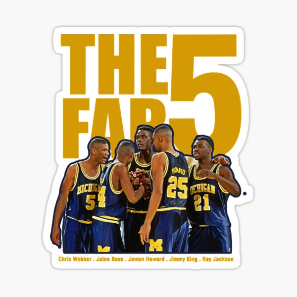 Free Shipping 4" x 1.5" Fab Five Michigan Wolverines Basketball Vinyl Sticker 