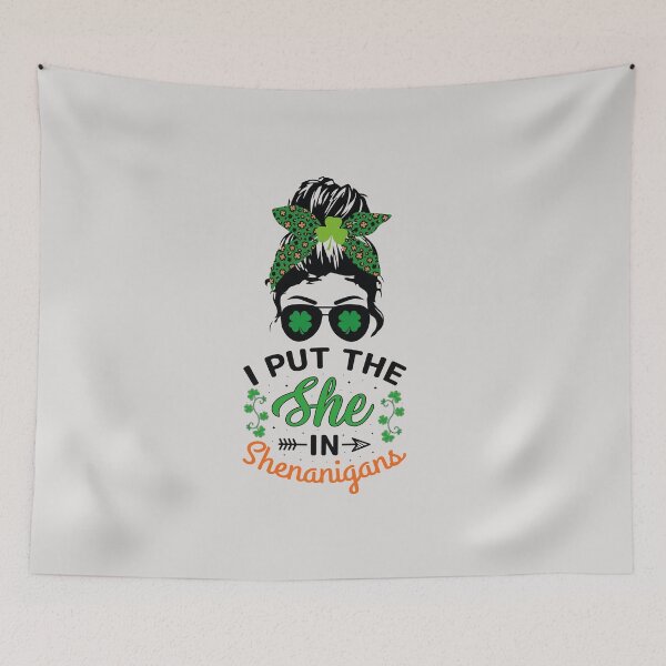 Item preview, Funny St Patricks Day Messy Bun I Put the She In Shenanigans designed and sold by Theparticular.