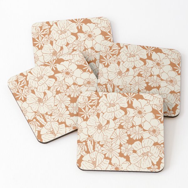 Item preview, Summer Retro Wildflower in Boho Terracotta Brown Monochrome designed and sold by Erin Kendal.