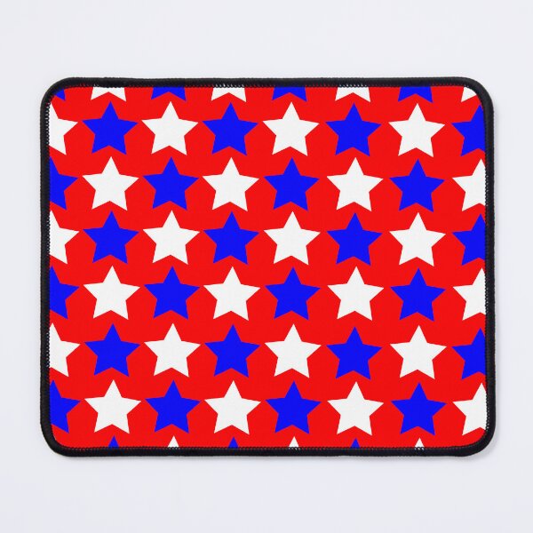 Item preview, Red background with medium white and blue stars: gift idea, decor, accent piece, decorations, home, office, work space, flag days designed and sold by Becky Hunter.