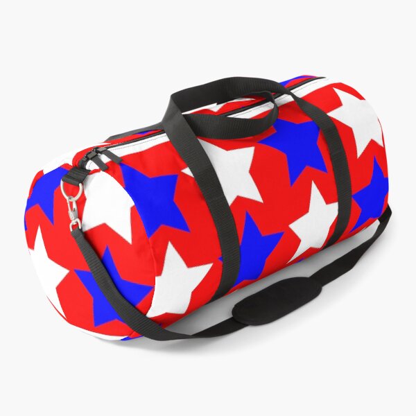 Item preview, Red background with medium white and blue stars: gift idea, decor, accent piece, decorations, home, office, work space, flag days designed and sold by Becky Hunter.