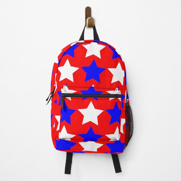 Item preview, Red background with medium white and blue stars: gift idea, decor, accent piece, decorations, home, office, work space, flag days designed and sold by Becky Hunter.