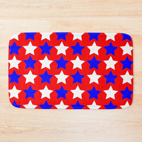 Item preview, Red background with medium white and blue stars: gift idea, decor, accent piece, decorations, home, office, work space, flag days designed and sold by Becky Hunter.