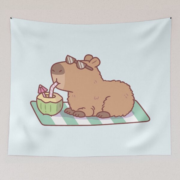 Item preview, Chill Capybara Drinking Coconut Juice designed and sold by rustydoodle.