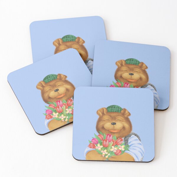 Item preview, Smiling bear presenting bouquet with flowers. designed and sold by 4lowpoly.