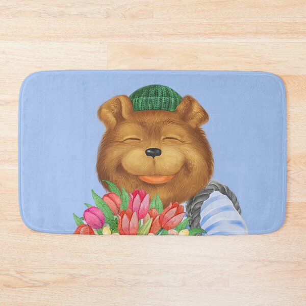 Item preview, Smiling bear presenting bouquet with flowers. designed and sold by 4lowpoly.