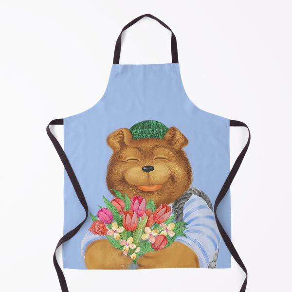 Item preview, Smiling bear presenting bouquet with flowers. designed and sold by 4lowpoly.