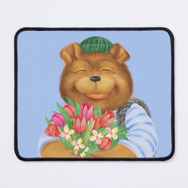 Item preview, Smiling bear presenting bouquet with flowers. designed and sold by 4lowpoly.