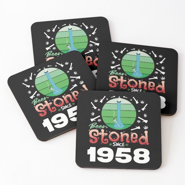 Item preview, Been stoned since 1958 (Green retro vintage sunset with bong) designed and sold by YomeHayin.