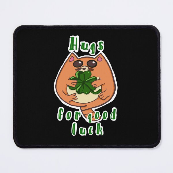 Item preview, Hugs For Good Luck Cat Four Leaf Clover designed and sold by wildjellybeans.