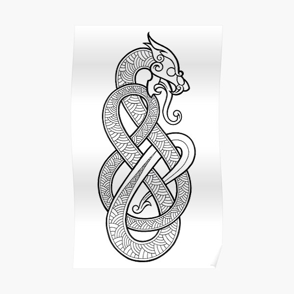Norse Dragon Viking White Tattoo Custom Name All Over Print AOP