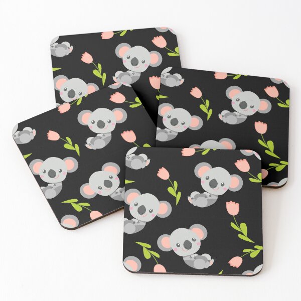 Item preview, Cute Koala On Black Background Pattern designed and sold by Wilkinson39.