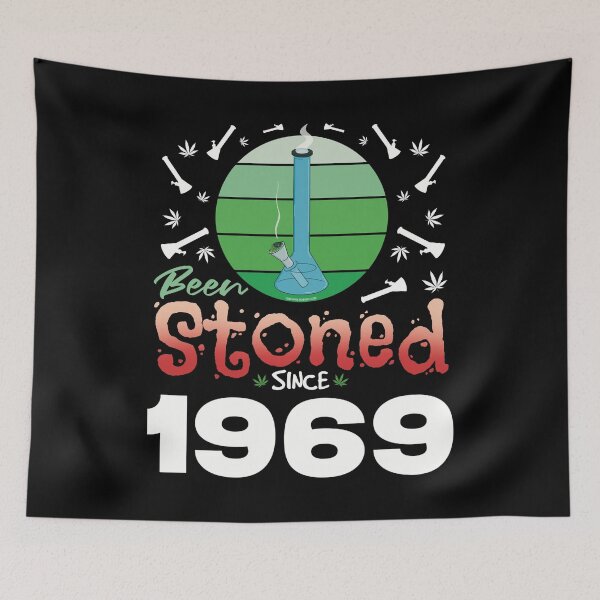 Item preview, Been stoned since 1969 (Green retro vintage sunset with bong) designed and sold by YomeHayin.