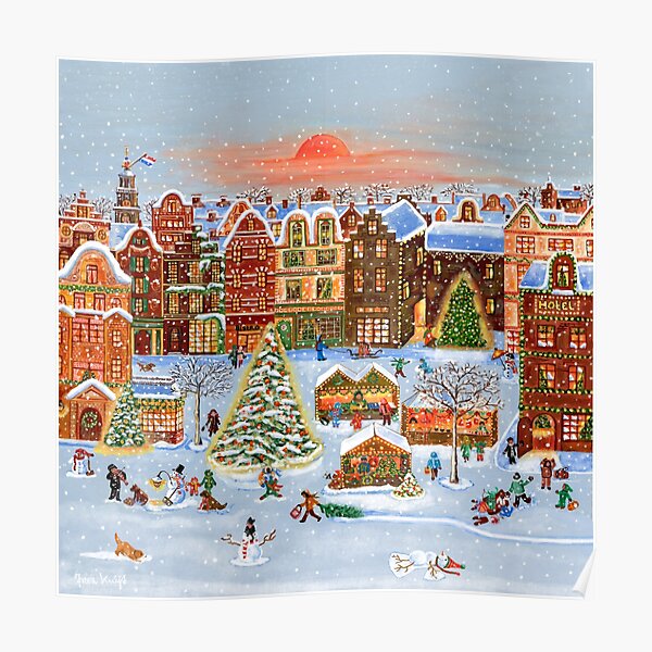 Amsterdam Christmas sunset (Please read my own description, before you buy an art print, poster or canvas print) Poster