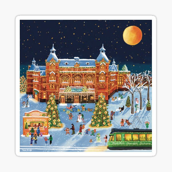 Amsterdam Christmas Eve (Please read my own description, before you buy an art print or canvas print) Sticker