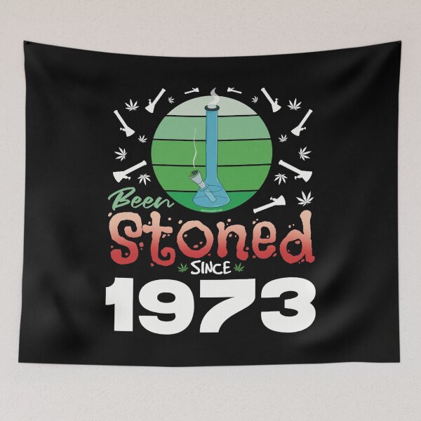 Item preview, Been stoned since 1973 (Green retro vintage sunset with bong) designed and sold by YomeHayin.