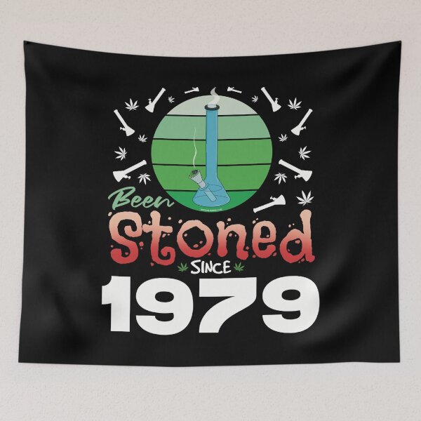 Item preview, Been stoned since 1979 (Green retro vintage sunset with bong) designed and sold by YomeHayin.