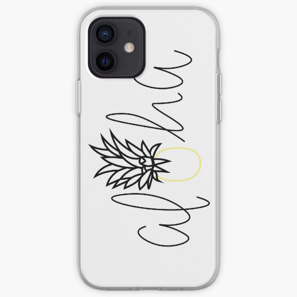 Aloha Pineapple Sticker, Hawaiian, Tropical, Lettering, Simple Sticker, Hello, Good Vibes iPhone Soft Case