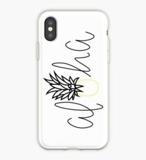Aloha Pineapple Sticker, Hawaiian, Tropical, Lettering, Simple Sticker, Hello, Good Vibes iPhone Case