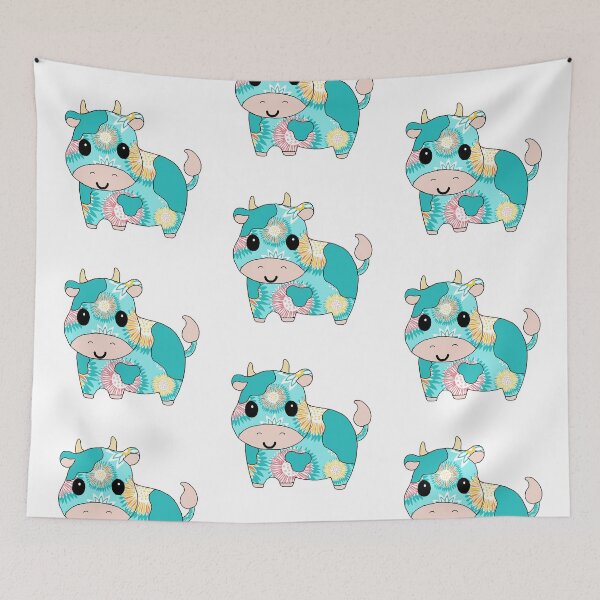 Item preview, cute little cow (retro floral edition) designed and sold by ShipsinParadise.