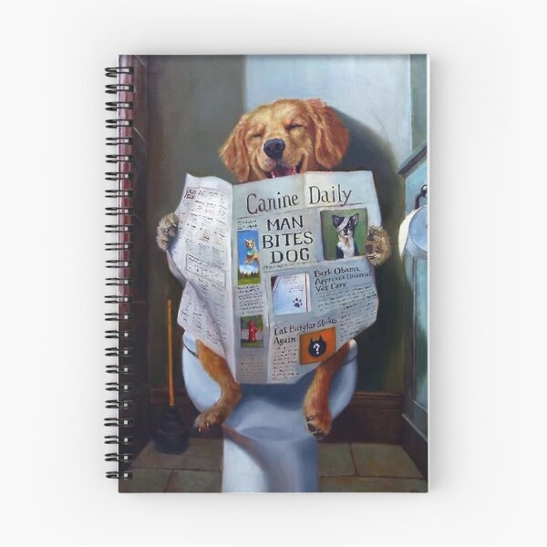 Item preview, Dog Reading the Newspaper On Toilet poster designed and sold by mingtonklockooo.
